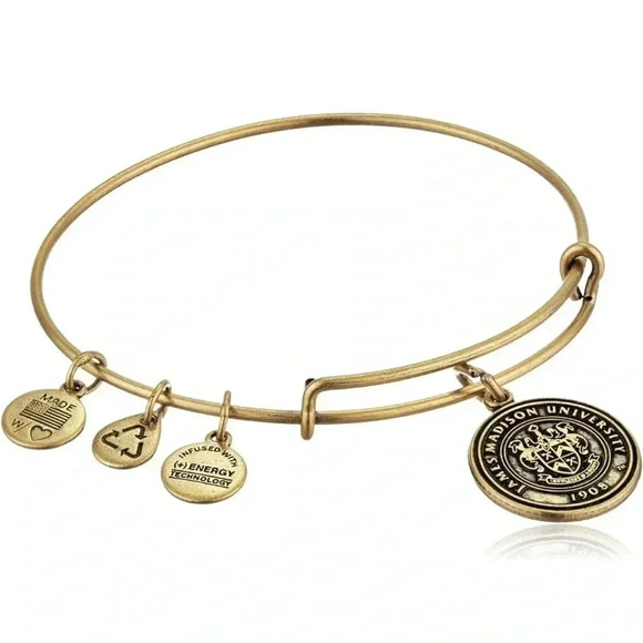 Alex and Ani James Madison University (JMU) Gold Charm Bangle Bracelet - Picture 1 of 3